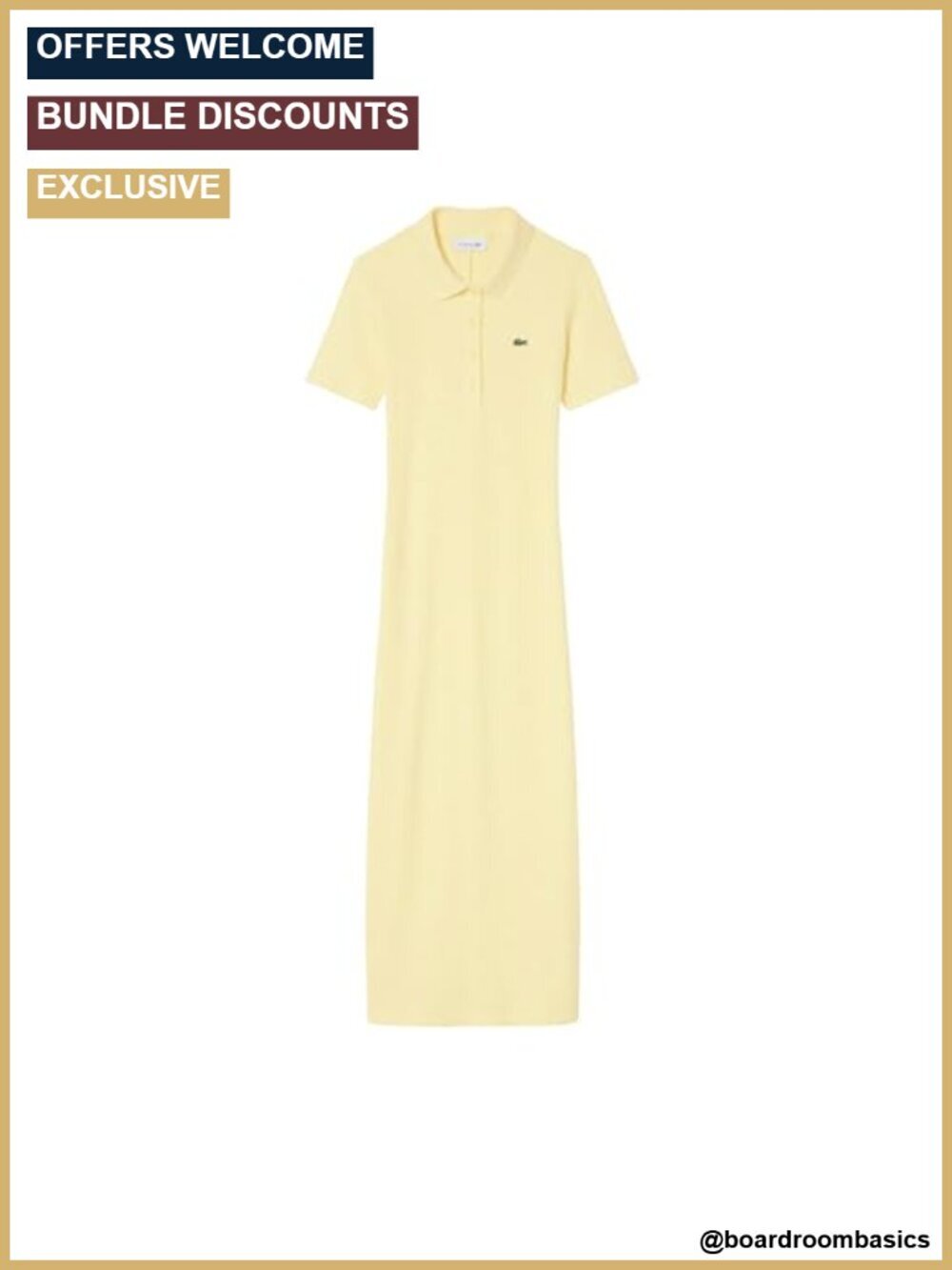 Long Ribbed Cotton Polo Dress Slim Fit